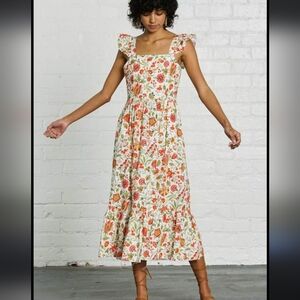 dRA Anthropologie Resa Moroccan Floral Cotton Dress Size MEDIUM